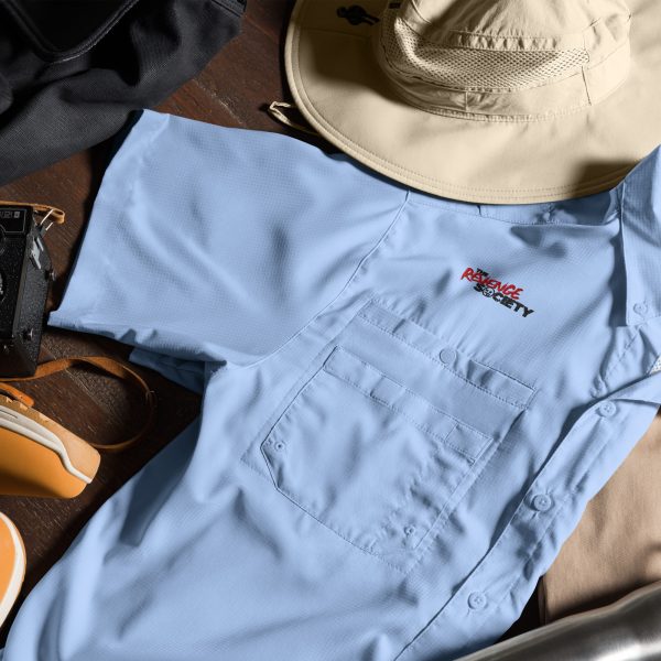 Short Sleeve Button Up Shirt: TRS Black Text Logo - Image 3