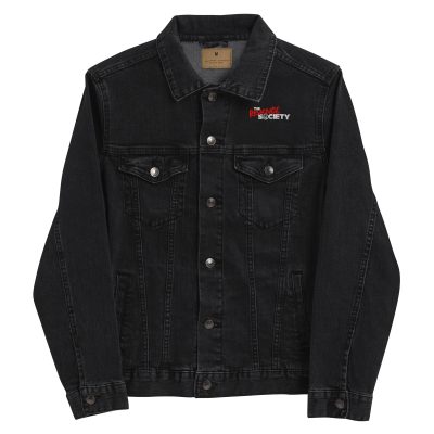 Denim Jacket: TRS White Text Logo