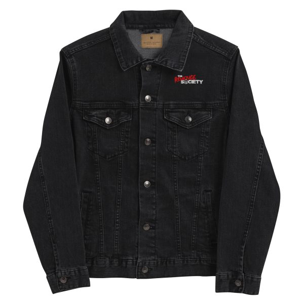 Denim Jacket: TRS White Text Logo